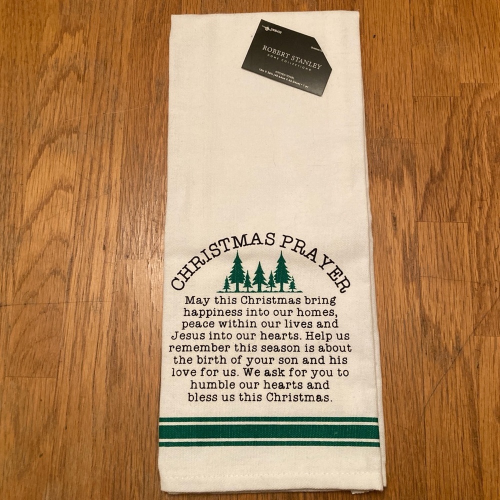 NWT Robert Stanley Home Collection Kitchen Towel Christmas White Green Black